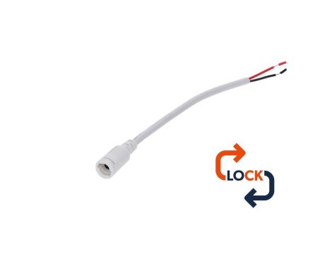 Gniazdo DC 5.5x2.1 przewód biały 150cm 22awg z blokadą