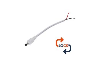 Wtyk DC 5.5x2.1 przewód biały 15cm 22awg z blokadą