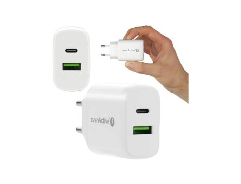 ŁADOWARKA SIECIOWA everActive SC-370Q 25W 1xUSB-C 1xUSB-A PD PPS