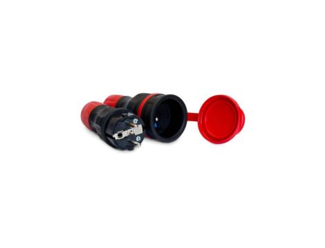 Zestaw EXTREM wtyczka + gniazdo 16A 2P+Z 250V IP54 czarny/czerwony ZWG-54