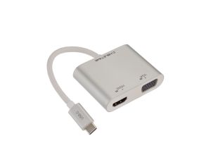 Adapter USB C (m)- HDMI(ż) +VGA(ż) 15cm 4K AUDA