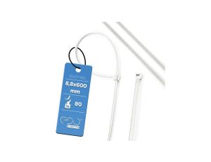 Opaska kablowa opaska zaciskowa bezhalogenowa 8,8x600 Biała Opk. 100 szt. EDO777825 EDO