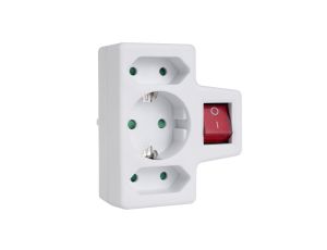 Gniazdko prądowe potrójne z wyłącznikiem Maclean Energy MCE2151x16A 2x2,5A wersja niemiecka MCE215