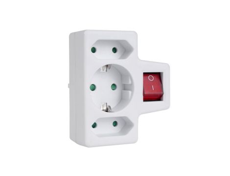 Gniazdko prądowe potrójne z wyłącznikiem Maclean Energy MCE2151x16A 2x2,5A wersja niemiecka MCE215