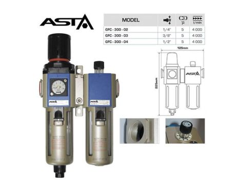 ASTA FILTR ODWADNIACZ + REDUKTOR + NAOLEJACZ 3/8" GFC-300-03 - 2