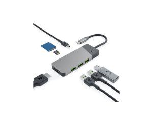 Adapter HUB GC Connect 7w1 (3xUSB-A 3.1 HDMI 4K 60Hz USB-C PD 85W) do Apple MacBook M1 / M2, Lenovo X1, Asus ZenBook, Dell XPS