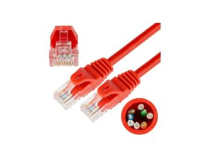 Patchcord UTP kat.5e kabel sieciowy LAN 2x RJ45 linka czerwony 1,5m NEKU