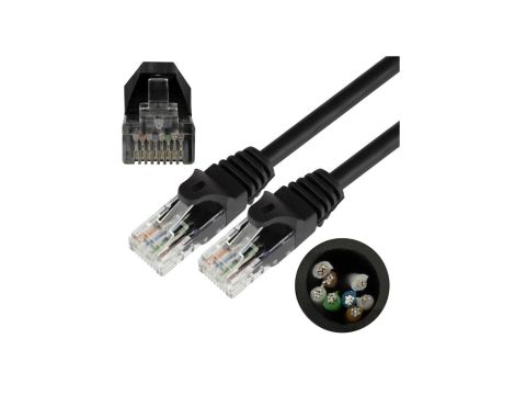 Patchcord UTP kat.5e kabel sieciowy LAN 2x RJ45 linka czarny 3m NEKU