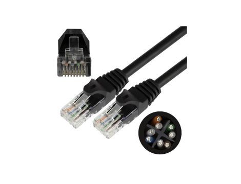 Patchcord UTP kat.6 kabel sieciowy LAN 2x RJ45 linka czarny 0,25m NEKU