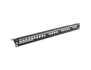Patch panel pusty RACK 19cali 1U na 24 moduły keystone UTP z półką czarny NEKU