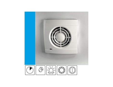 Wentylator domowy Aero VK100HT+ czujnik wilgoci i timer, kontrolka LED, klapka zwrotna, łożysko kulkowe, fi 100 mm, kolor biały