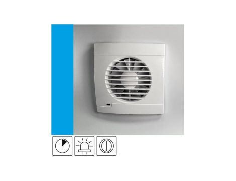 Wentylator domowy Vulkan RS100T+ klapka zwrotna, wyłącznik czasowy, kontrolka LED, fi 100 mm, kolor biały