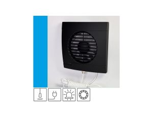 Wentylator domowy SAFIRO II 100 WP (LK) przewód z wtyczą, łożysko kulkowe, kontrolka LED, fi 100 mm, kolor czarny