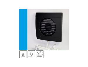 Wentylator domowy SAFIRO II 100 WP (LS) przewód z wtyczą, kontrolka LED, fi 100 mm, kolor czarny