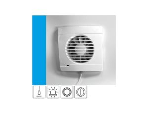 Wentylator domowy Vulkan RK100P+ klapka zwrotna, przełącznik pociągany, łożysko kulkowe, kontrolka LED, fi 100 mm, kolor biały