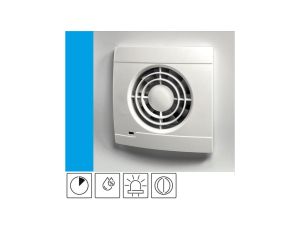 Wentylator domowy Vulkan VS100HT+ czujnik wilgoci z opóźnieniem czasowym, klapka zwrotna, kontrolka LED, fi 100 mm, kolor biały