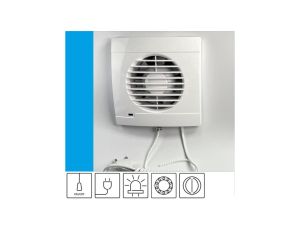 Wentylator domowy Aero RK100+ kontrolka LED, klapka zwrotna, przewód z wtyczką, łożysko kulkowe, fi 100 mm, kolor biały