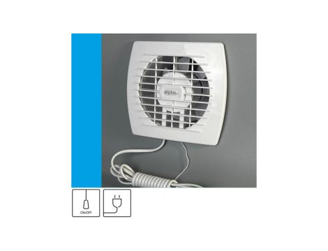 Wentylator domowy Eol 120 przewód z wtyczką, fi 120 mm, kolor biały