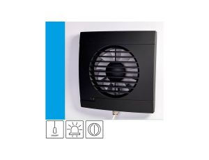 Wentylator domowy Vulkan RS100P+ Onyx klapka zwrotna, przełącznik pociągany, kontrolka LED, fi 100 mm, kolor czarny