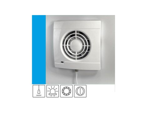 Wentylator domowy Aero VK100P+ kontrolka LED, klapka zwrotna, przełącznik pociągany, łożysko kulkowe, fi 100 mm, kolor biały