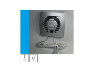 Wentylator domowy Eol 100SF przewód z wtyczką, fi 100 mm, kolor srebrny
