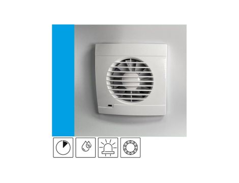 Wentylator domowy Vulkan RK100HT czujnik wilgoci z opóźnieniem czasowym, łożysko kulkowe, kontrolka LED, fi 100 mm, kolor biały