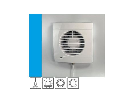 Wentylator domowy Aero RK100P+ kontrolka LED, klapka zwrotna, przełącznik pociągany, łożysko kulkowe, fi 100 mm, kolor biały