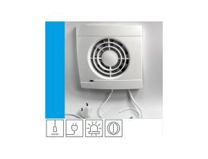 Wentylator domowy Vulkan VS100+ klapka zwrotna, przewód z wtyczką, kontrolka LED, fi 100 mm, kolor biały