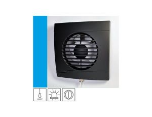 Wentylator domowy Aero RS100P+ Onyx klapka zwrotna, przełącznik pociągany, kontrolka LED, fi 100 mm, kolor czarny