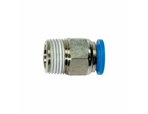 Złączka pneumatyczna wtykowa prosta do węża fi 10 mm, R 1/2 GZ, mosiądz niklowany