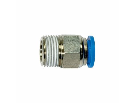 Złączka pneumatyczna wtykowa prosta do węża fi 4 mm, R 3/8 GZ, mosiądz niklowany