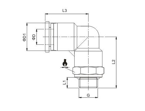 Złączka pneumatyczna wtykowa kątowa do węża fi 10 mm, G 1/8 GZ, tworzywo sztuczne - 3