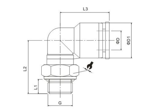 Złączka pneumatyczna kątowa obrotowa niska G 1/8 GZ do węża 10 mm, tworzywo sztuczne - 2