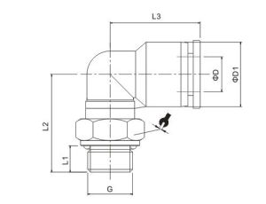 Złączka pneumatyczna kątowa obrotowa niska G 1/8 GZ do węża 6 mm, tworzywo sztuczne - image 2