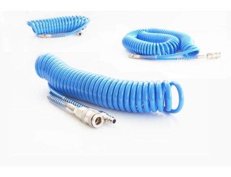 Wąż spiralny pneumatyczny 12x8 mm z szybkozłączami DN7,2 długość 5 m - 2