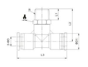 Trójnik pneumatyczny wtykowy typu T G 1/8 GZ do węża fi 6 mm, tworzywo sztuczne - image 2