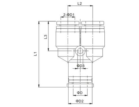Trójnik pneumatyczny redukcyjny wtykowy typu Y do węża 1x8 mm, 2x6 mm, tworzywo sztuczne - 2
