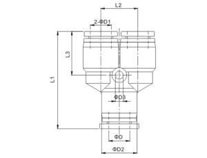 Trójnik pneumatyczny redukcyjny wtykowy typu Y do węża 1x10 mm, 2x8 mm, tworzywo sztuczne - image 2