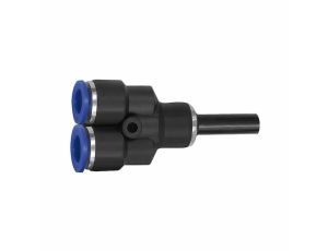 Rozdzielacz pneumatyczny do złącza wtykowego fi 12 mm na dwa odejścia 12 mm, tworzywo sztuczne