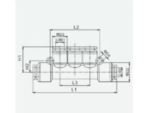 Rozdzielacz pneumatyczny wtykowy wielosegmentowy do węża 2x6 mm, 3x4 mm, tworzywo sztuczne
