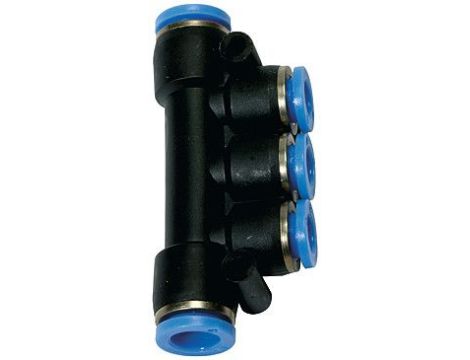 Rozdzielacz pneumatyczny wtykowy wielosegmentowy do węża 2x10 mm, 3x6 mm, tworzywo sztuczne
