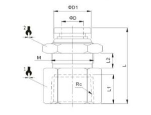 Złączka pneumatyczna wtykowa grodziowa G 1/8 GW do węża fi 6 mm, mosiądz niklowany - image 2