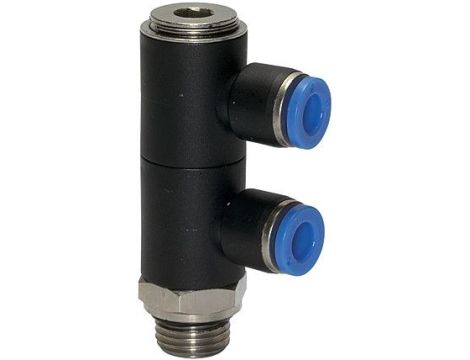 Złączka wtykowa podwójna typu banjo G 1/8 GZ do węża fi 10 mm, tworzywo sztuczne