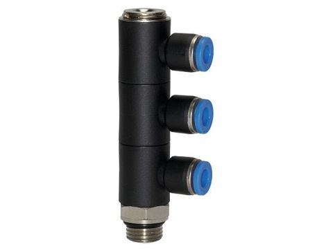 Złączka wtykowa potrójna typu banjo G 1/4 GZ do węża fi 4 mm, tworzywo sztuczne