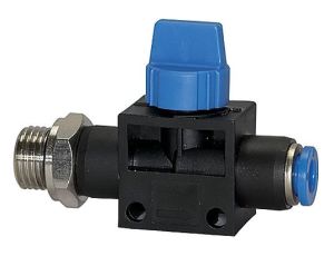 Zawór odcinający wtykowy do węża fi 6 mm, G 3/8 GZ, tworzywo sztuczne