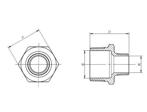 Nypel redukcyjny nierdzewny R 1 1/2 GZ - R 1 GZ, stal 316 - 2