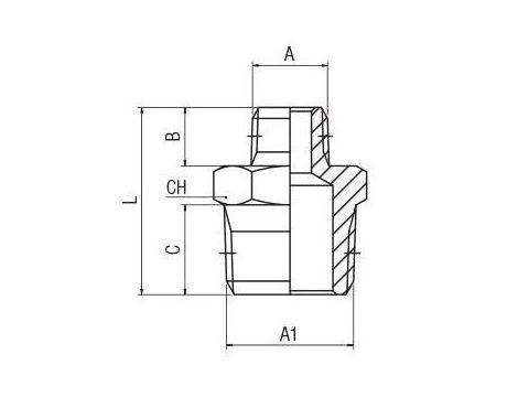 Nypel gwintowany redukcyjny R 3/8 GZ - R 1/2 GZ, redukcja nyplowa, mosiądz niklowany - 2