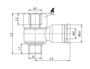 Złączka pneumatyczna wtykowa kątowa banjo G 1/4 GW/GZ do węża fi 10 mm, tworzywo sztuczne - image 2