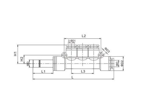 Rozdzielacz pneumatyczny wtykowy wielosegmentowy wtyk 10 mm pod wąż fi 3x6 mm - 2