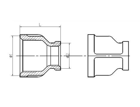 Mufa redukcyjna nierdzewna G 2 GW - G 3/4 GW, stal 316 - 2